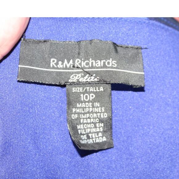 R&M Richards Petite 10P Cobalt Blue Rosette Strap Satin Evening Gown - Picture 4 of 4